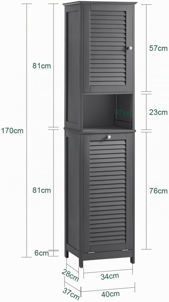 SoBuy Badezimmerschrank Hochschrank mit Wäschekorb Schmaler Badschrank mit Regal, Badmöbel für klein
