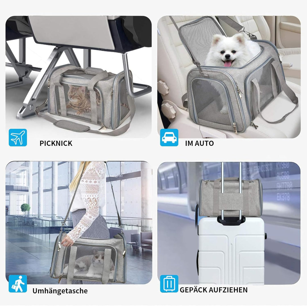 TOFFCAEA Transporttasche für Katze Hund, Hundetransportbox, Faltbare Katzentransportbox, tragbar, 5k