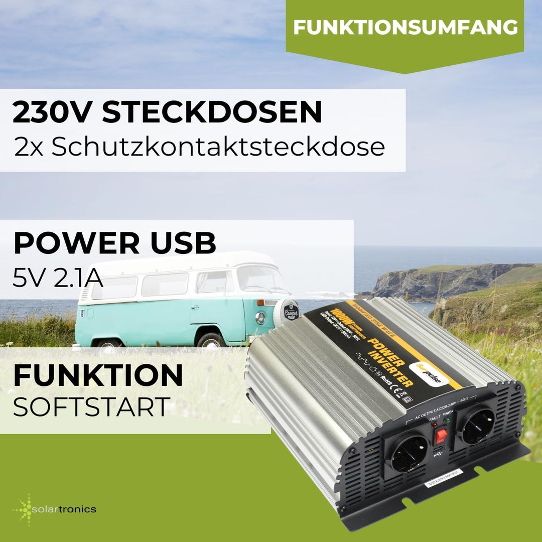 Spannungswandler NS 12V 1000 Watt Inverter Wechselrichter