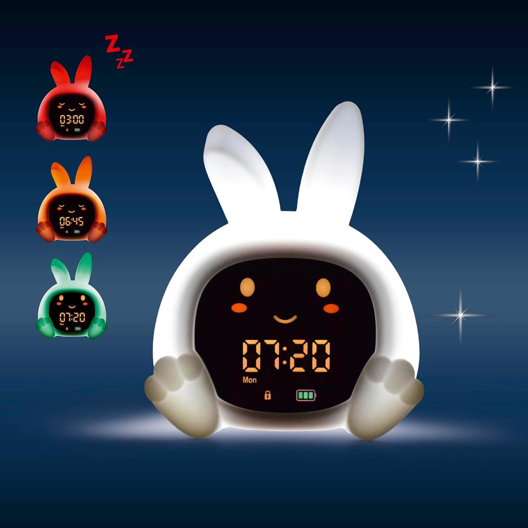 ZAZU Sarah Sleeptrainer für Kinder – Nachtlicht (5 Farben), Soundmaschine, Wecker mit 6 Sounds, Auge