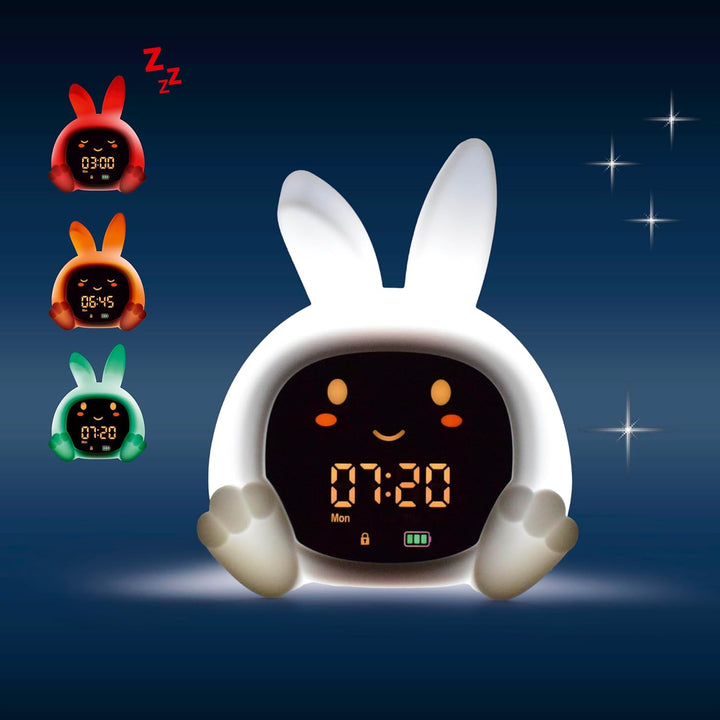 ZAZU Sarah Sleeptrainer für Kinder – Nachtlicht (5 Farben), Soundmaschine, Wecker mit 6 Sounds, Auge