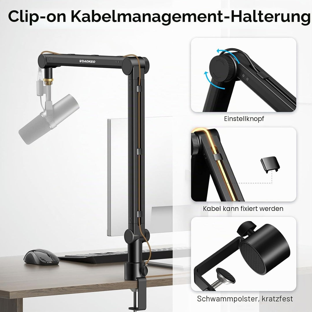 Mikrofon Arm,Aokeo AK-48 Mikrofon Ständer Arm für Shure SM7B,Blue Yeti,Blue Snowball,HyperX QuadCast