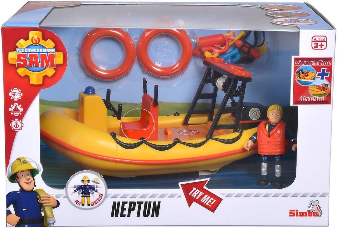 Simba 109251047 - Feuerwehrmann Sam Neptune Boot, mit Penny Figur im Tauchoutfit, mit Geheimfach und