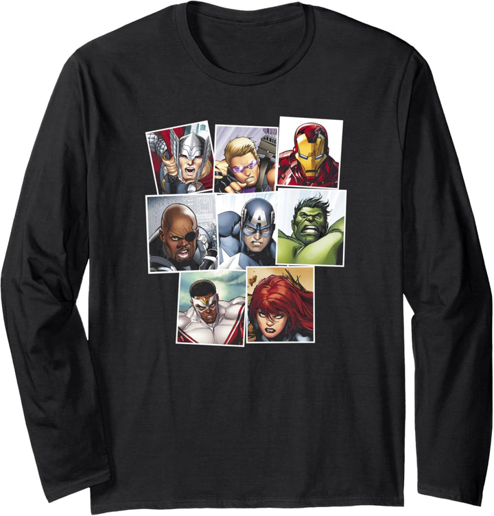 Marvel The Avengers Group Shot Polaroid Frames Langarmshirt