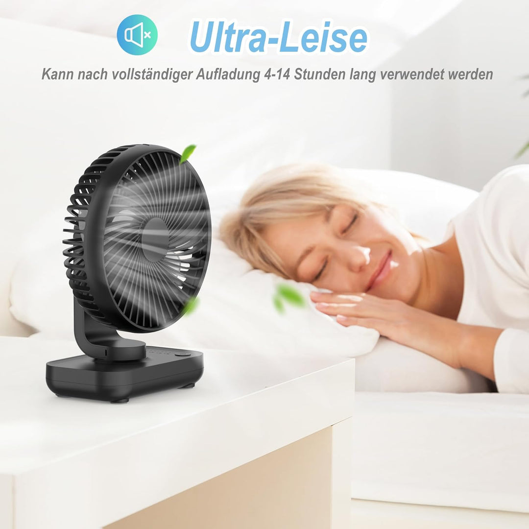 Joneytech USB Mini Ventilator, akku-betriebener Tischventilator mit 4000mAh und 4 Geschwindigkeiten,