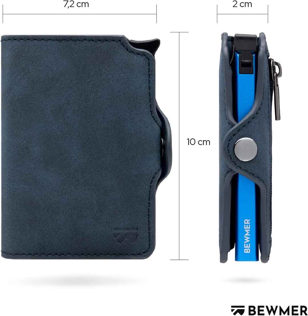 BEWMER Kreditkartenetui 1 abgeschirmt | Slim Brieftasche für Damen und Herren | Ausweis- und Ausweis