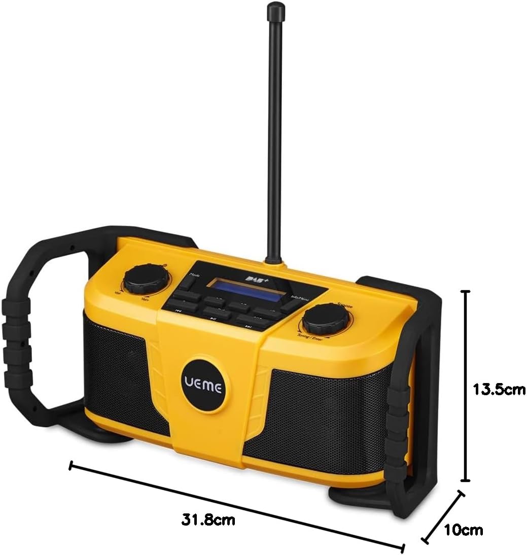 UEME Baustellenradio DAB+ DAB FM Radio, Digitalradio mit Bluetooth und Wecker und Dimmer, Robustes D