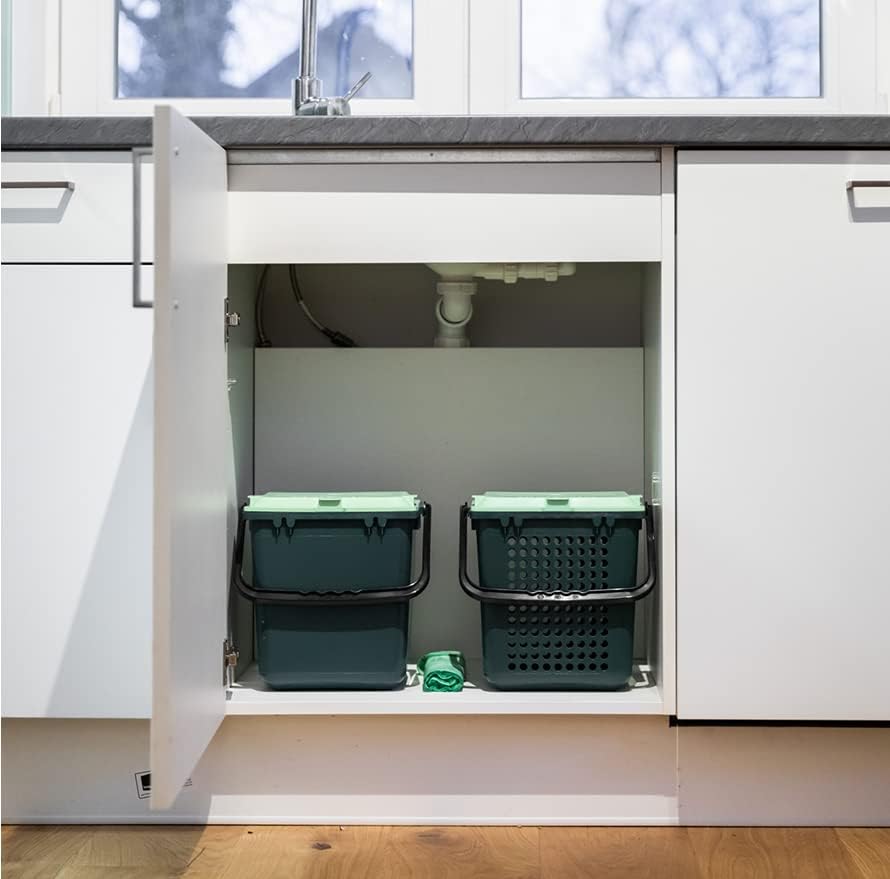 bioMat AirBox® Biomülleimer für die Küche, Tüten bis 10l, Komposteimer mit perforiertem Deckel, frei
