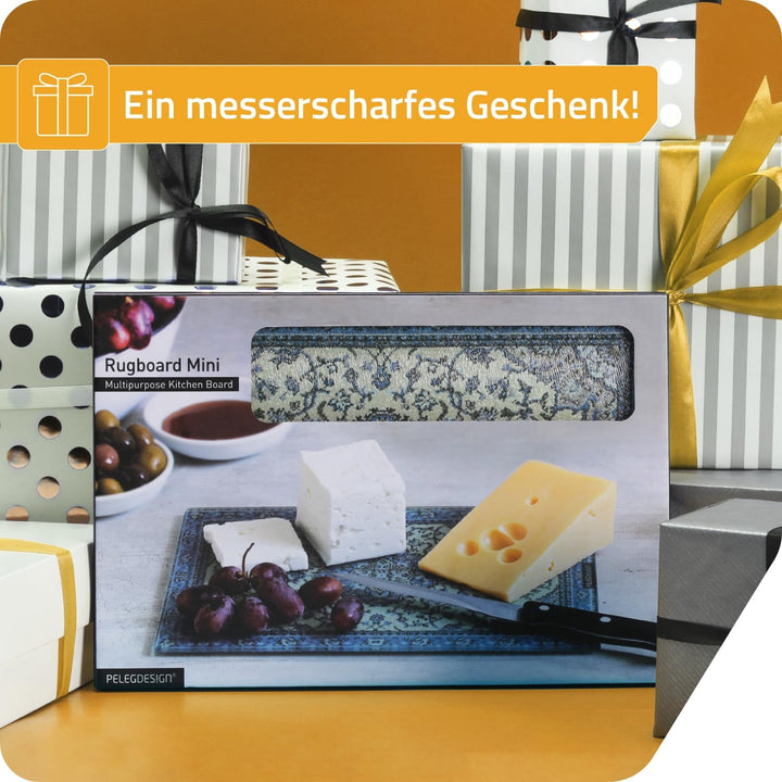 PELEG DESIGN Rugboard Mini Glasschneidebrett – Kleines Glasbrett im Teppich-Design, Hitzebeständiger
