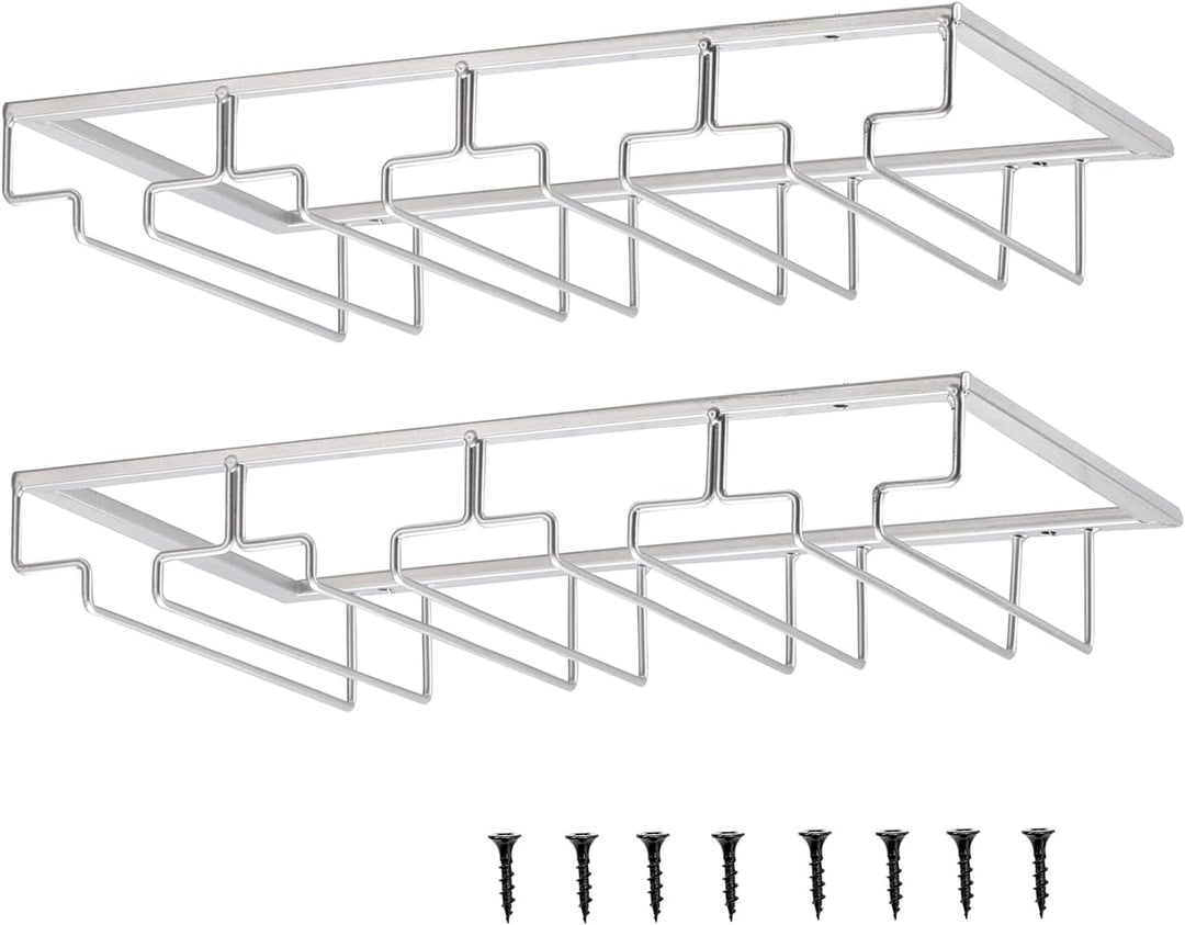 YunNasi 2 Stück 4 Reihige Weinglashalter Gläserhalter aus Metall Gläserschiene Halter Unter Schrank
