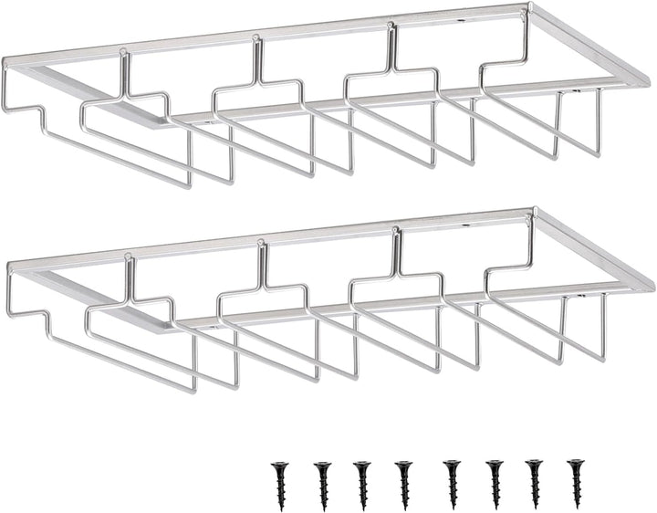 YunNasi 2 Stück 4 Reihige Weinglashalter Gläserhalter aus Metall Gläserschiene Halter Unter Schrank