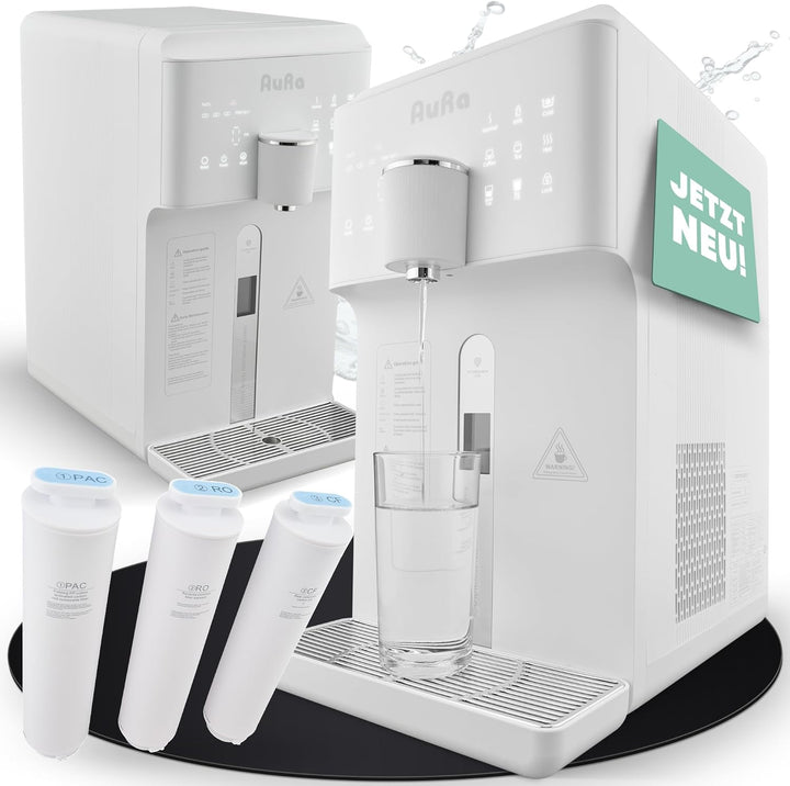 AuRa Osmoseanlage Trinkwasser [Ohne Tank] - Platzsparender Wasserfilter für reines Wasser, Heisswass