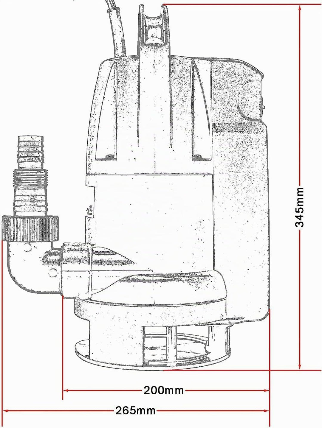 Tauchpumpe Flachsaugend Gartenpumpe Wasserpumpe, 400 Watt, Schmutzwasser, 10 m Rundkabel, Förderhöhe
