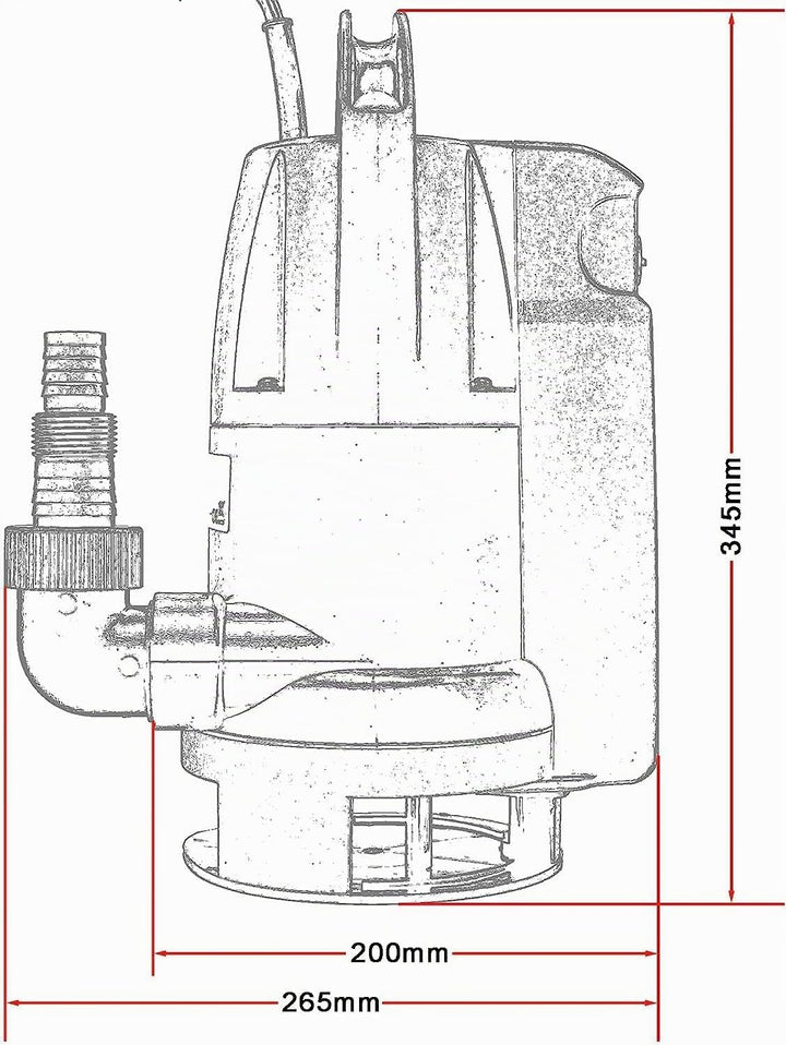 Tauchpumpe Flachsaugend Gartenpumpe Wasserpumpe, 400 Watt, Schmutzwasser, 10 m Rundkabel, Förderhöhe
