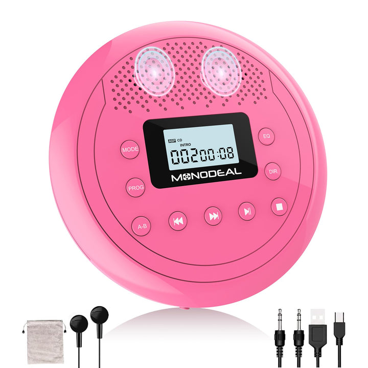 MONODEAL NEU 2023 Tragbarer CD Player mit Lautsprecher, CD Player Tragbar, Wiederaufladbar Discman C