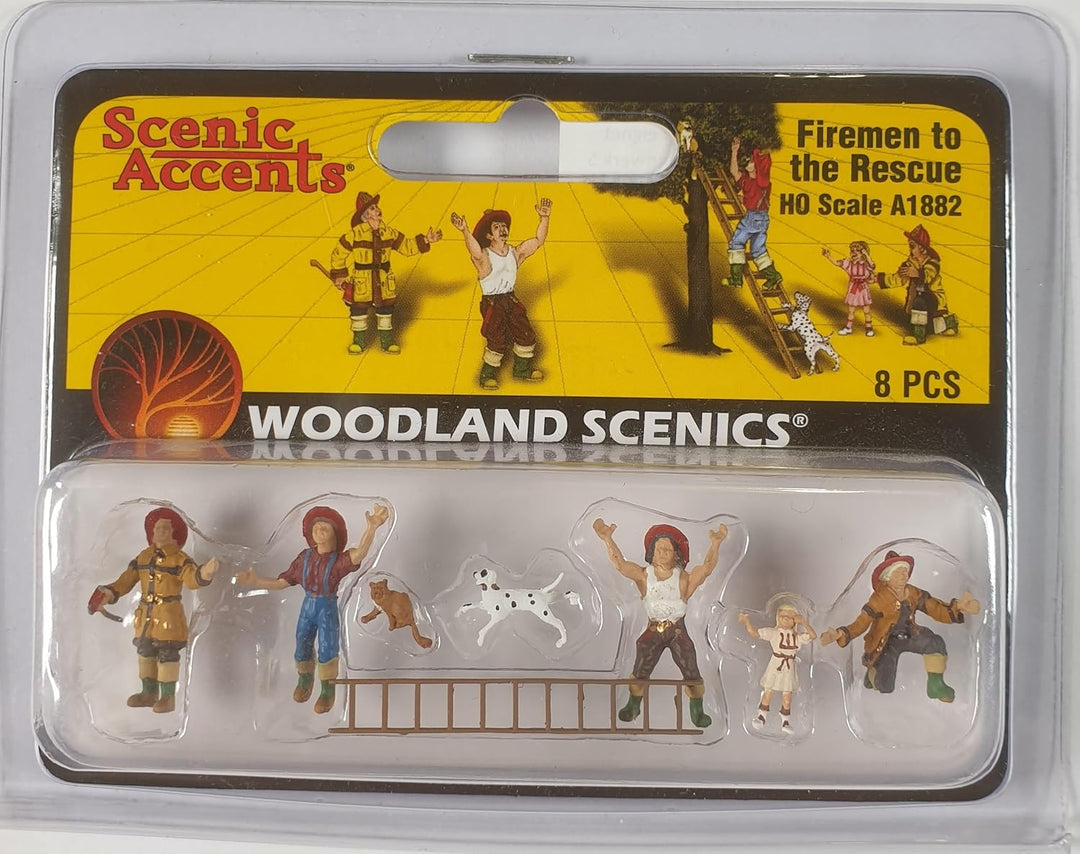 Woodland Scenics A1882 Figuren US-Feuerwehr Feuerwehrmänner im Rettungseinsatz Spur H0 1:87