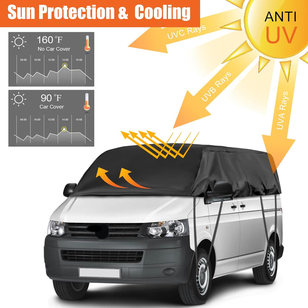 Autoabdeckung Wasserdicht Ersatz für VW T5 T6 LWB, Sonnenfest Hälfte Autoabdeckung, Halbgarage UV Be