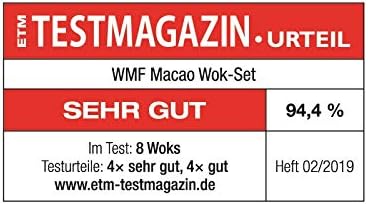 WMF Macao Wok Induktion 2-teilig, Wokpfanne 36 cm mit Glasdeckel, Wok für Induktion, Cromargan Edels