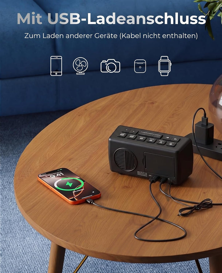 Digitaler Radiowecker, Wecker Radio mit 7-farbige Ziffernanzeige, Einstellbarer Helligkeit und Weckt
