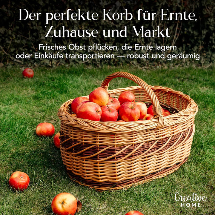 Creative Home Grosse Picknickkorb Weidenkorb mit Henkel Einkaufskorb | 52 x 35 x 36 cm (+/- 1 cm) |