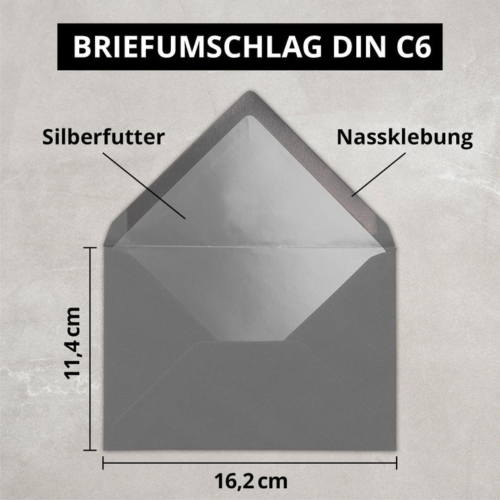 Kuverts Graphit-Grau - 100 Stück - Brief-Umschläge DIN C6-114 x 162 mm - 11,4 x 16,2 cm - Nassklebun