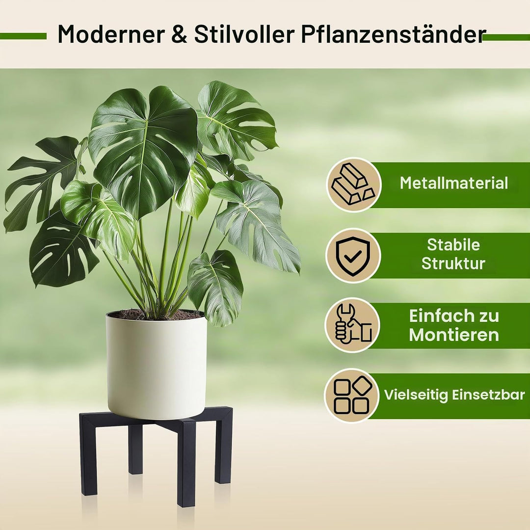 Pflanzenständer für drinnen und draussen, robuster Metall-Blumentopfhalter, Mitte des Jahrhunderts,