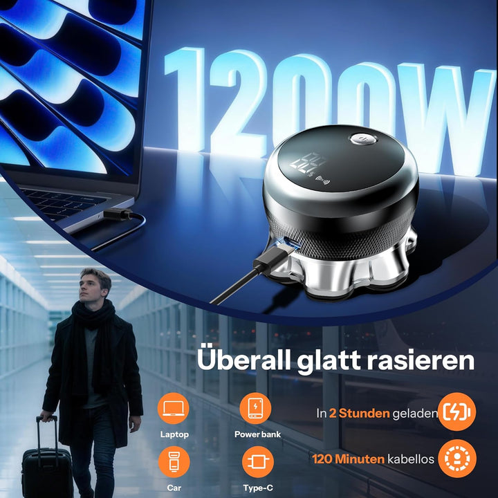 Glatzen Rasierer Herren, Yeerain 7D Flexibler Glatzenrasierer mit 2 einstellbaren Geschwindigkeitsst