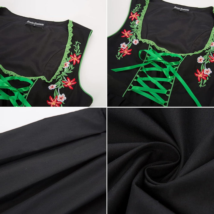SCARLET DARKNESS Damen Dirndl Oktoberfest Trachtenkleid Dirndl Kleidung für Oktoberfest 3tlg Kleid B