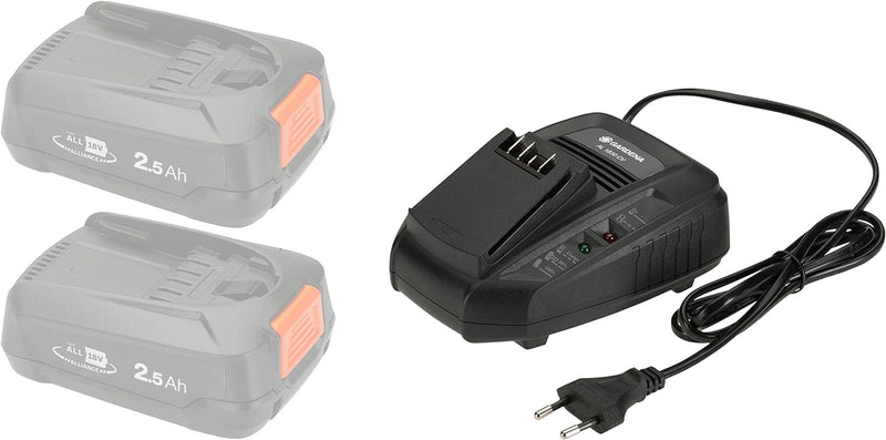 Gardena Schnell-Ladegerät AL 1830 CV: Für alle 18V POWER FOR ALL System-Akkus geeignet, die Ladezeit