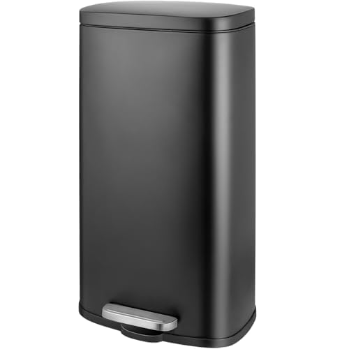 LIFERUN Mülleimer Küche 30l, Abfalleimer mit Deckel, Softclose Treteimer aus Stahl, mit Inneneimer f