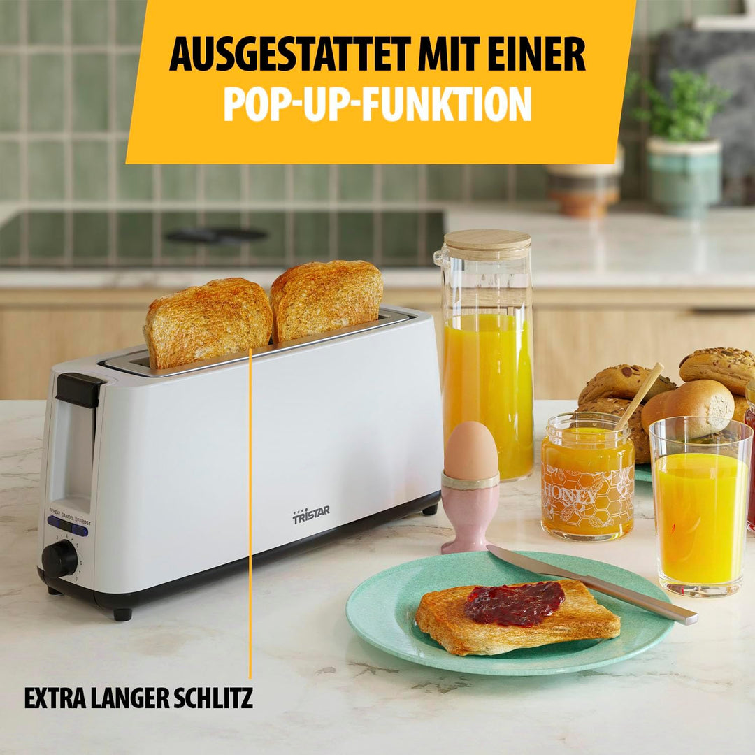 Tristar Langschlitz Toaster, 7 Bräunungsstufen, Aufwärmfunktion, Auftaufunktion, Liftfunktion, Zentr