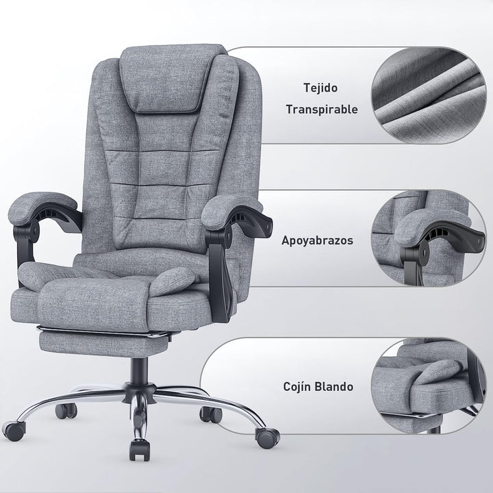 rattantree Bürostuhl Mit Fussstütze, Ergonomischer Schreibtischstuhl, PC Computerstuhl mit Gepolster