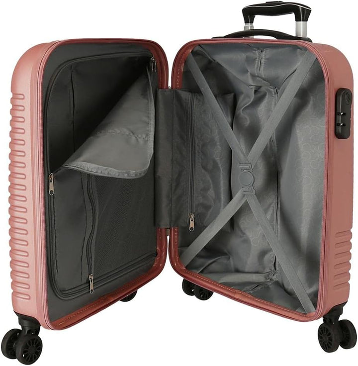 Roll Road India Kabinentrolley, Rosa, 40 x 55 x 20 cm, Hartplastik, seitlicher Kombinationsverschlus