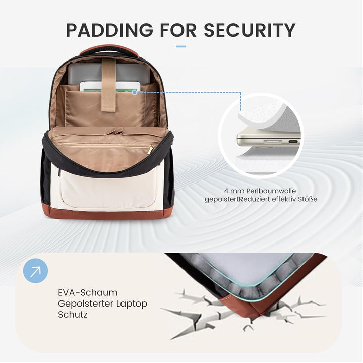 LOVEVOOK Rucksack Damen, 15,6 Zoll Leichter Schulrucksack Teenager mit Laptopfach, Puffer Wasserdich