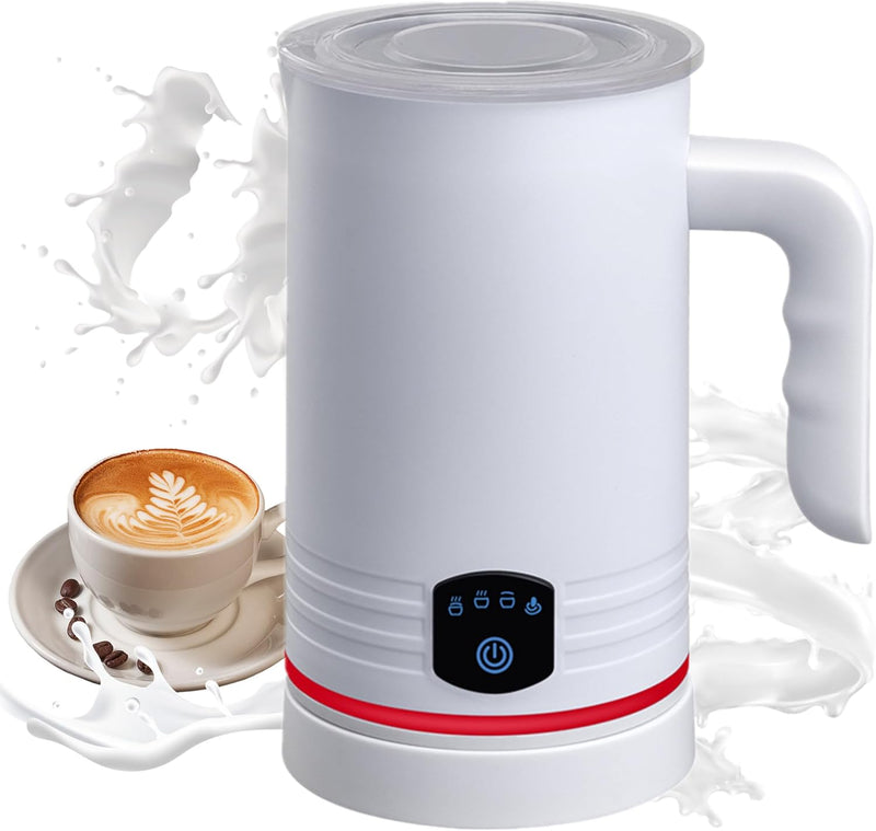 Milchaufschäumer Elektrisch, Milk Frother für Milchschaum warm & kalt, 4 in 1 Automatischer Milchbeh