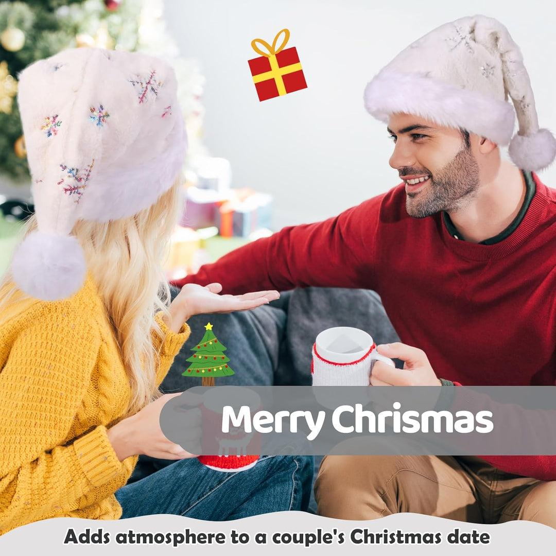 Weihnachtsmütze für Erwachsene, Plüsche Nikolausmütze für Damen und Herren, Warm and Dicker Weihnach