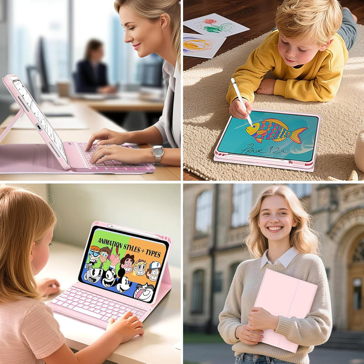 Hülle mit Tastatur für iPad A16 11. Generation 2025 / iPad 10. Generation 2022 (11/10.9 Zoll), Abneh