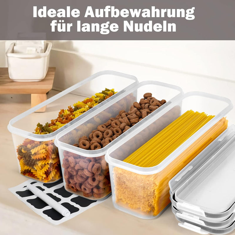 HRUISE Pasta Vorratsbehälter【3 Stück/Set】 2,3Liter Rechteckige Spaghetti Lange Nudel Aufbewahrungsbo