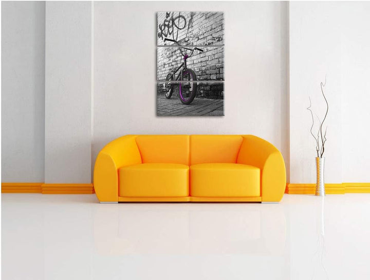 Pixxprint BMX Fahrrad Graffiti als Leinwandbild | Grösse: 3 Teilig (120x80) | Wandbild| Kunstdruck |