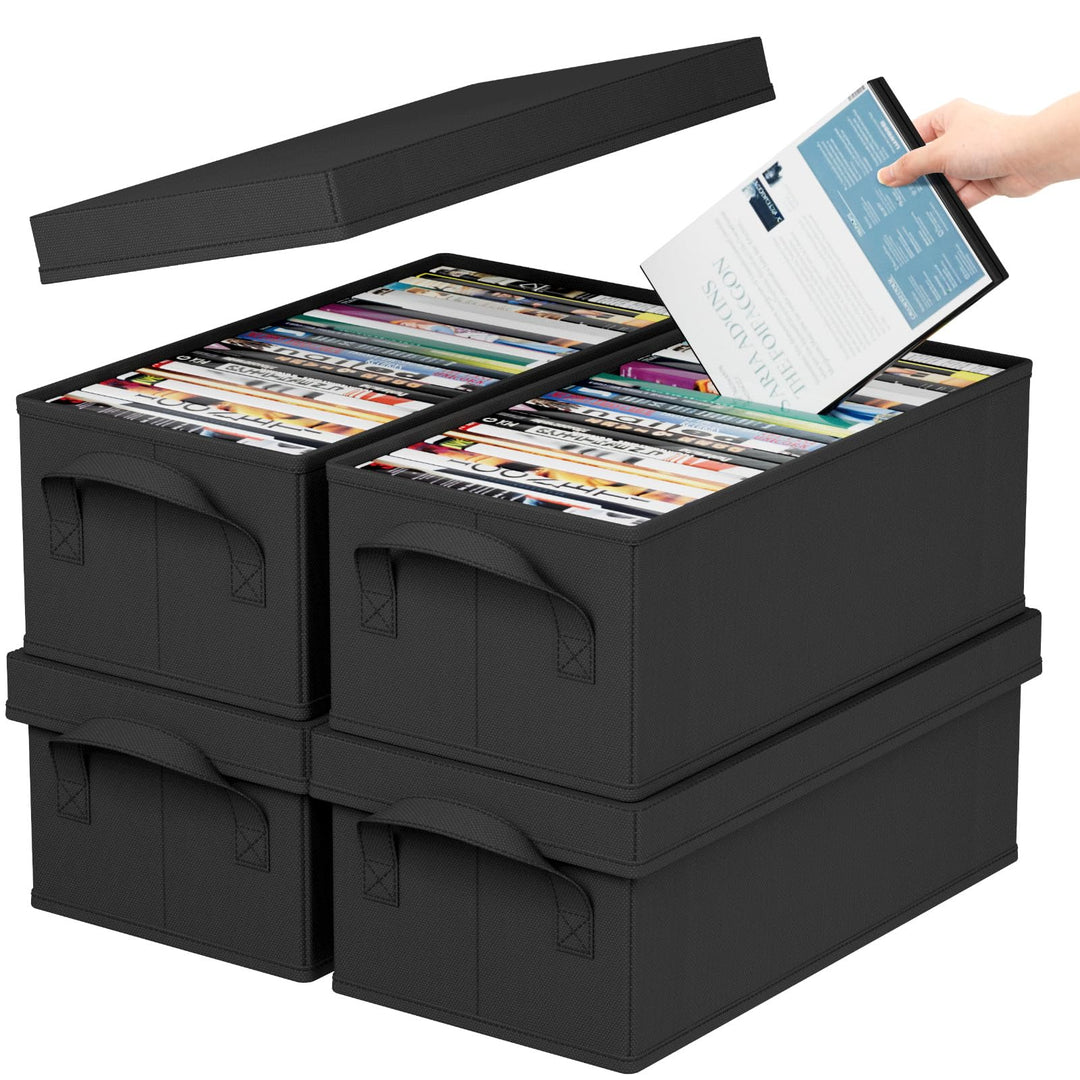 Lifewit DVD Aufbewahrungsbox 4 Packs, stapelbarer DVD Aufbewahrungsbehälter, faltbarer DVD Behälter