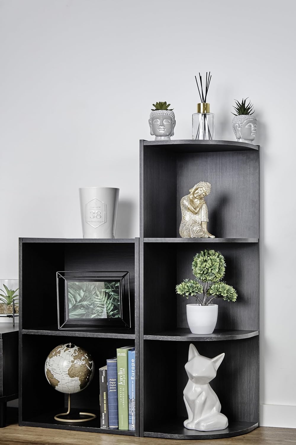 Iris Ohyama, Eckschrank, Bücherregal, 3 feste Regale, Design, Multifunktional, Büro, Eingang, Schlaf