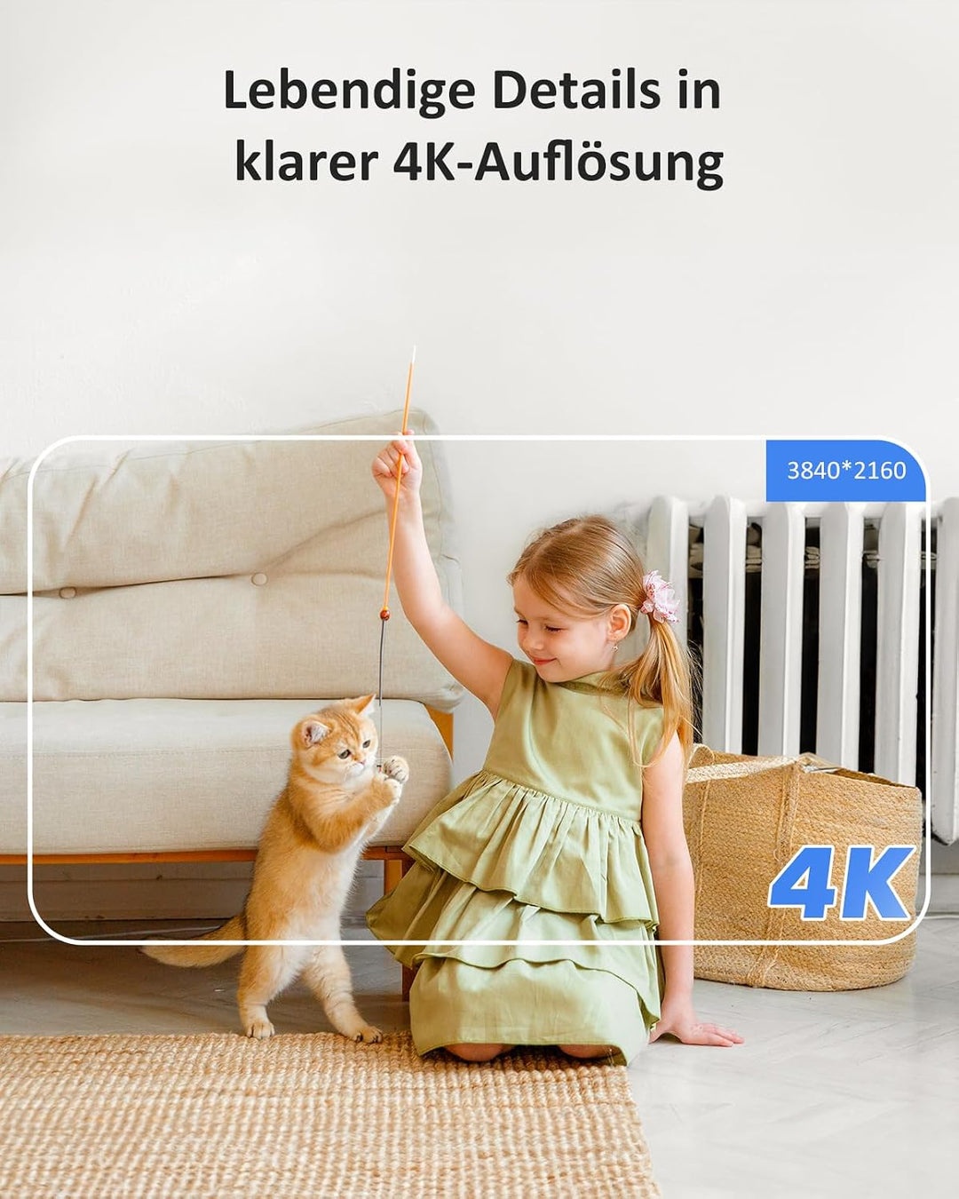 ANNKE 4K WLAN Überwachungskamera für den Innen, 8MP 2,4/5 GHz WLAN Nachtsicht Indoor Hundekamera, Be
