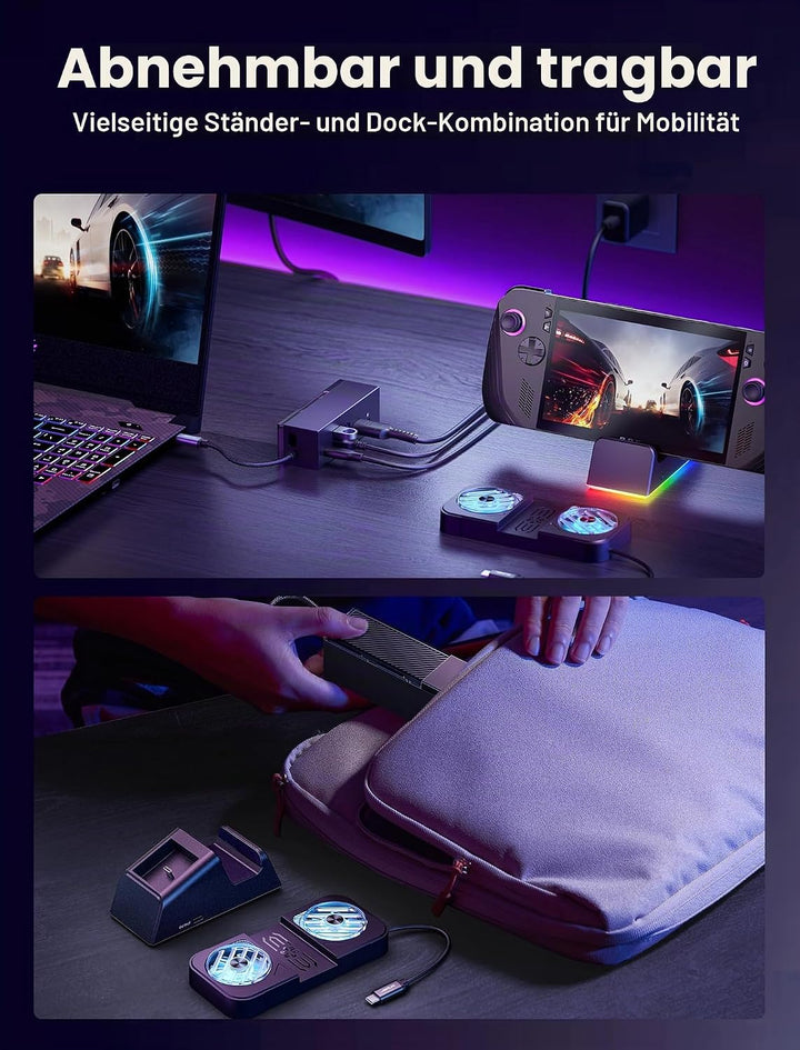 JSAUX Dockingstation für ROG Ally X/ROG Ally/Steam Deck/Legion Go 7-in-1 Dock für ROG Ally X mit RGB