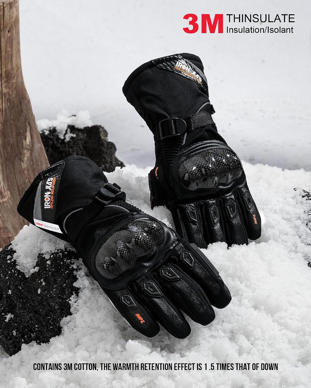 BORLENI Winter Motorradhandschuhe Herren, Motorrad Handschuhe Herr Warm Winterhandschuhe Wasserdicht