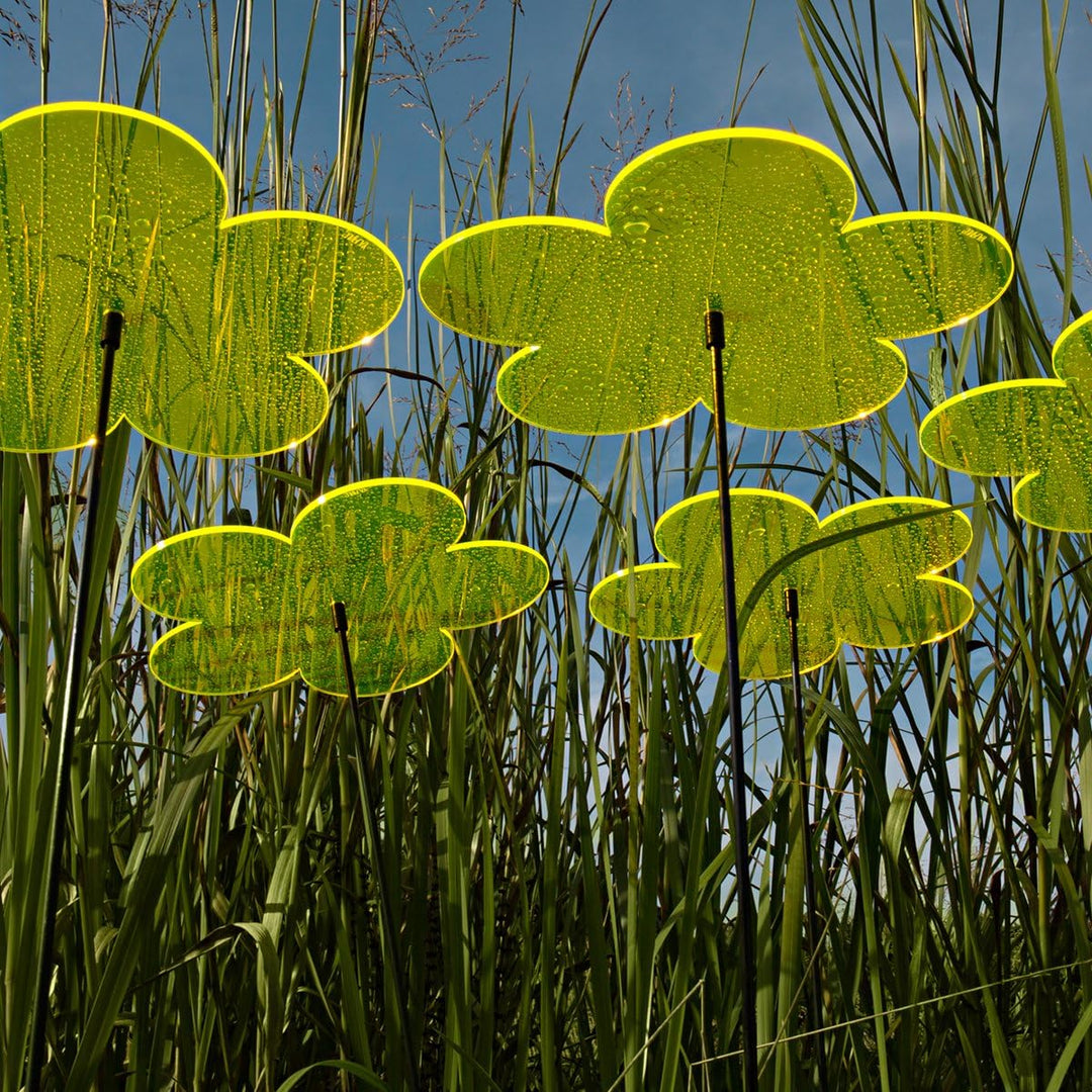 SUNPLAY "Sonnenfänger Blumen in GELB, 3 Stück je 20 cm Durchmesser im Set + 70 cm Schwingstäbe