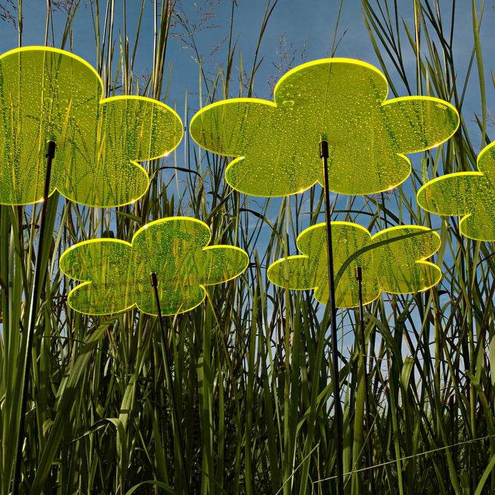 SUNPLAY "Sonnenfänger Blumen in GELB, 3 Stück je 20 cm Durchmesser im Set + 70 cm Schwingstäbe