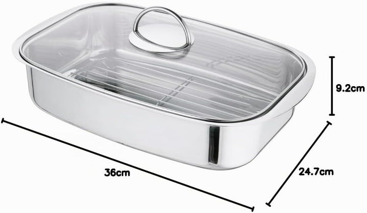 Schulte-Ufer 67048-36 Allzweck-Sicht-Bräter, 36 x 25 cm, Edelstahl
