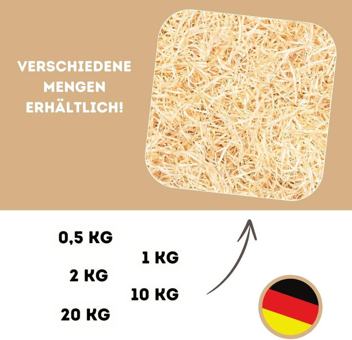 10 Kilogramm (Kg) Holzwolle | Natur | Erdbeerholzwolle | In Deutschland hergestellt | Ideal als Füll