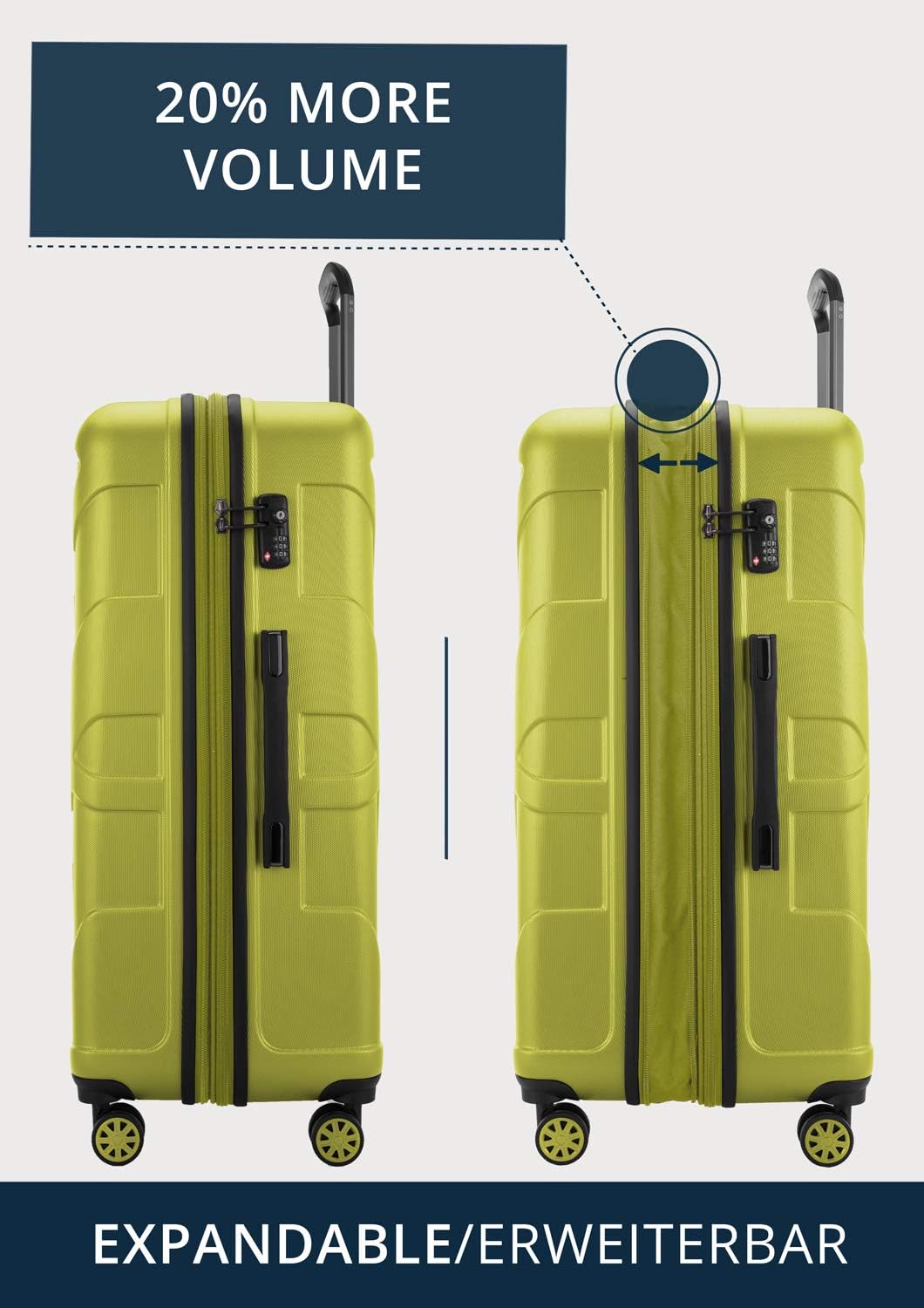 suitline grosser Hartschalen-Koffer Koffer Trolley Rollkoffer XL Reisekoffer, TSA, 76 cm, ca. 96-110