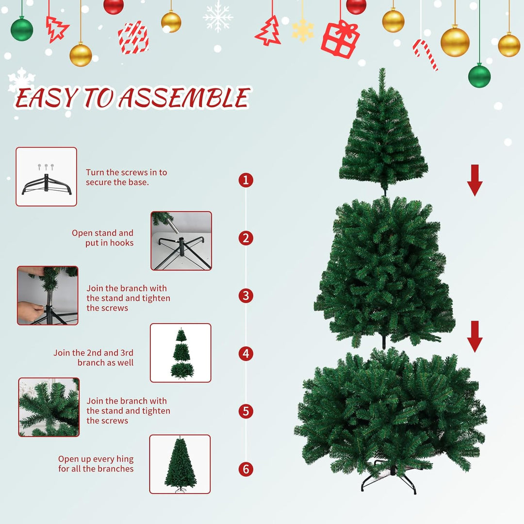 SHAVINGFUN Künstlicher Weihnachtsbaum,PVC Weihnachtsbaum,mit 1300 Spitzen und Schnellaufbau Klapp-Sc